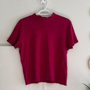 L.L. Bean Women's Short Sleeve Top - Wine Burgundy